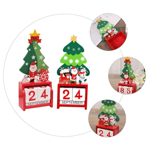 ABOOFAN 2st Weihnachtskalender Aus Holz Adventskalender Weihnachtsschneemann Dekoration Mini-weihnachtsbaum Desktop-kalender Countdown-kalender Weihnachts-desktop Christbaumschmuck Hölzern von ABOOFAN