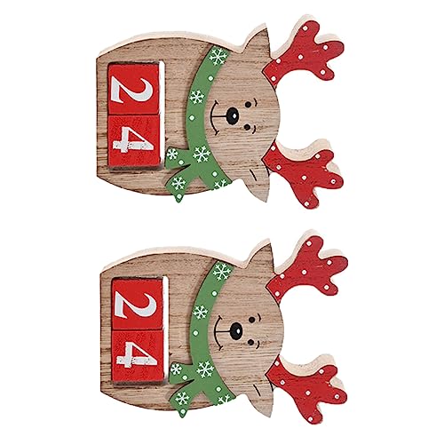 ABOOFAN 2st Weihnachtsmann-rentierkalender Aus Holz Desktop-weihnachtskalender Kalendarz ?wi?teczny Countdown-kalender Aus Holz Kalendarz Odliczania Elch Hölzern Weihnachtshirsch von ABOOFAN