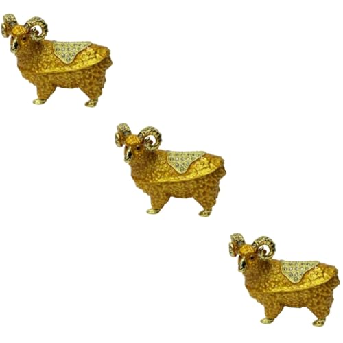 ABOOFAN 3 Stück Schaf Schmuckschatulle Vintage Kommode Dekor Heimdekoration Wohnaccessoires Dekor Strass Ringetui Schreibtisch Schaf Figur Dekor Schmuckhalter Golden von ABOOFAN