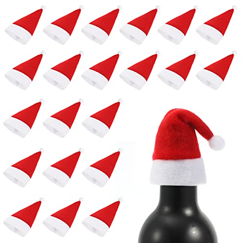 ABOOFAN 30Pcs Mini Santa Hut Mini Red Santa Claus Hats Cup Flaschen Abdeckung Weihnachten Weihnachtsmützen Silberhalter Weihnachten Lollipop Hut für Handwerk Weihnachten Party Dekor von ABOOFAN