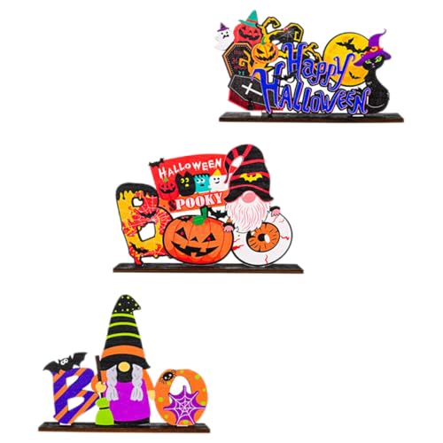 ABOOFAN 3St Halloween-Ornamente Einsätze Halloween-Tischdekoration bündeln Halloween- Halloween Schild Halloween Fahne esstisch Halloween-Holzhandwerk Halloween-Briefzeichen hölzern von ABOOFAN