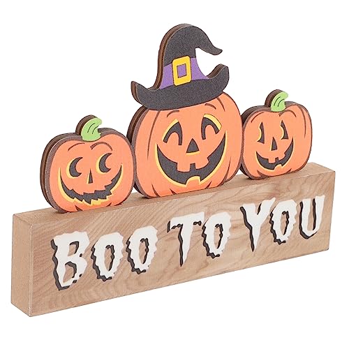 ABOOFAN 3St Halloween-Tischdekorationen Tischschilder Büro-Schreibtisch- Hexen Tischschild Halloween Pumpkin halloweenkürbis Tafelaufsätze aus Holz Tafelaufsatz für Halloween hölzern von ABOOFAN