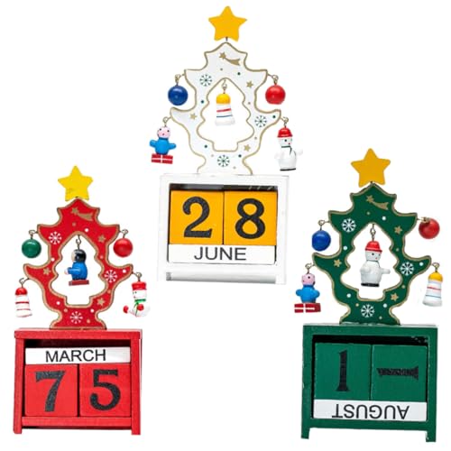 ABOOFAN 3St Kalender Schmuck Holzkalender kinderzimmerdeko wrihnachtsbaumschmuck wihnachtsdeko Weihnachtskalender kippen Weihnachtsbaumkalender aus Holz Weihnachtsbedarf hölzern Colorful von ABOOFAN