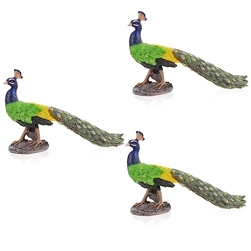 ABOOFAN 3St Simulationsmodell Pfau Tischdekoration Mini- Home Pfau Figur Dekoration Simulation Pfauenstatue Dekorative Pfauenfigur Pfauenmodell Pfau-Schmuck Desktop-Ornament PVC Green von ABOOFAN