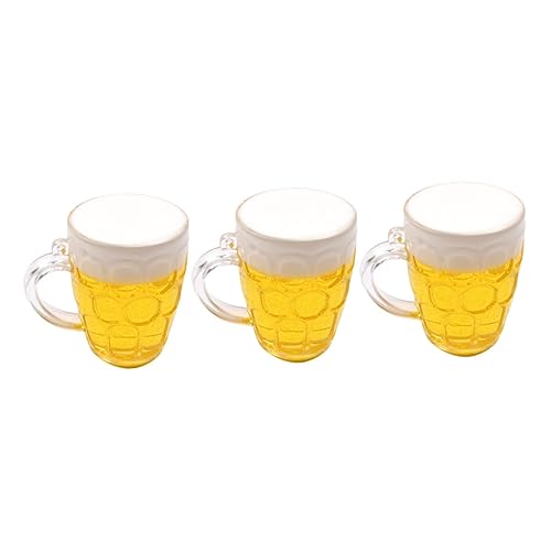 ABOOFAN 3st Dekorative Ornamente Bier-Cupcake-Topper Bierkrug-Modell Mini-bierkrüge Tortenaufsätze Für Geburtstage Vater Geburtstagstorte Topper Papa Kuchendeckel Kuchen Zubehör PVC Yellow von ABOOFAN