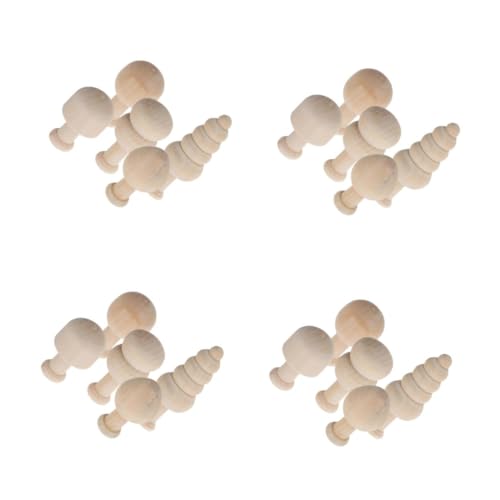 ABOOFAN 4 Sets Bemalte Holzpilze Ornamente Holzbäume Unvollendete Holzkunstprojekte Unvollendeter Holzbaum Pilze Partydekoration Pilzdekoration Figuren Bäume Zum Basteln Beige von ABOOFAN