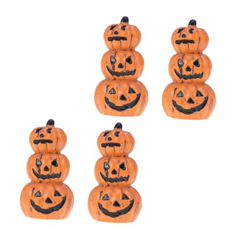 ABOOFAN 4 Stück Harz-kürbis-Ornament Dekorationsset Künstliche Kürbisse Kürbis- Halloween Kürbis Kerzenhalter Dekorieren Laternen Kürbis-Design-Dekorationen Einzugsgeschenk Orange von ABOOFAN