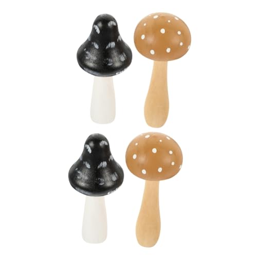 ABOOFAN 4 Stück Pilz-Dekorations-Ornament hühner Spielzeug kinderknallzeug Wohnaccessoire Cute Decoration Feengarten Gartenpflanzentopf-Skulptur Wok Tischdekoration Pilzdekor Holz von ABOOFAN