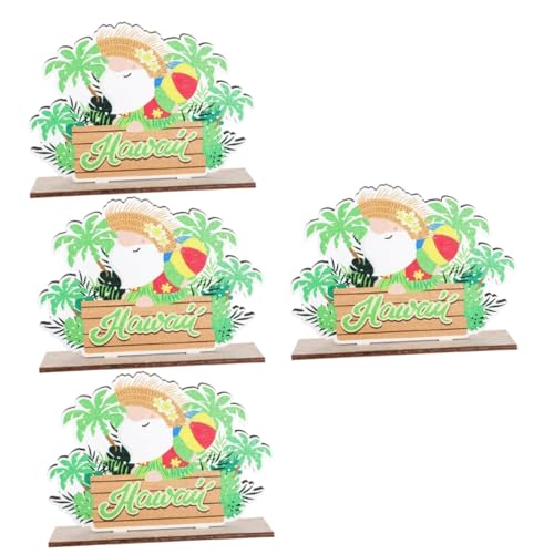 ABOOFAN 4 Stück Sommer-Alphabet-Ornament Sommerliches Gestuftes Tablettdekor Sommer Tischschild Hawaiianische Party Luau-Ornament Luau-Party-tischschild Desktop- Sommerdeko Green Holz von ABOOFAN