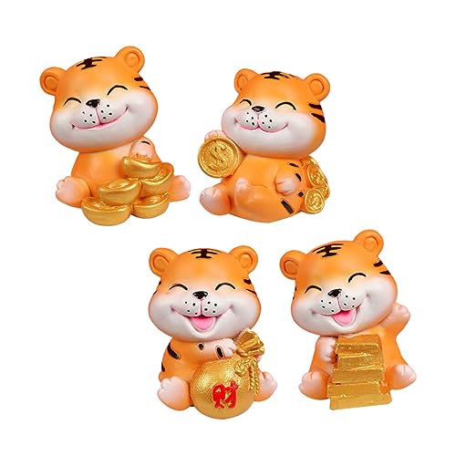 ABOOFAN 4 Stück kleine Tigerverzierung Chinesische Sternzeichenfiguren schöne Tigerskulptur für den einzug Cute Decor Desktop-Tiger-Verzierungen entzückende Desktop-Dekorationen von ABOOFAN