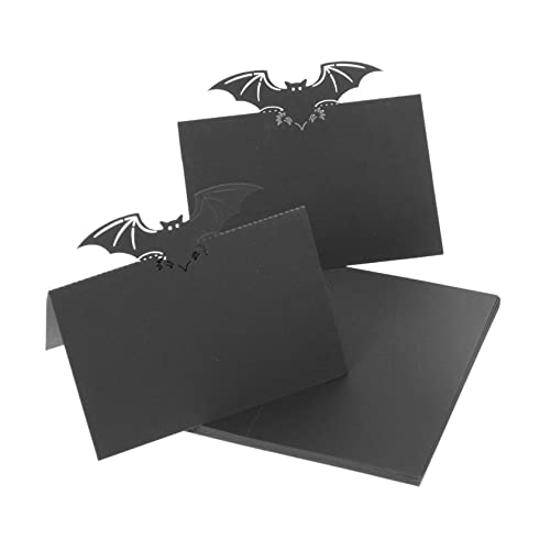 ABOOFAN 50 Stück Sitzplatzkarte Tischkarte Mit Namen Halloween- Fledermaus- Etiketten Für Halloween-essenszelte Halloween-pappteller Tischkarten Fledermäuse Perlenpapier Black von ABOOFAN