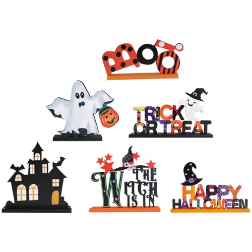 ABOOFAN 6St Halloween-Ornamente Skelett-Halloween- gefälscht gruselig Schläger Geist Halloween Dekoration Halloween-Dekoration esstisch bastelset Desktop-Ornamente Tischdekoration MDF von ABOOFAN