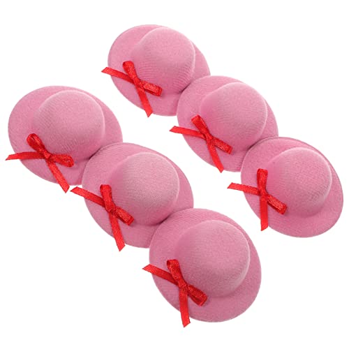 ABOOFAN 6St Mini-Zylinder haircharm haaraccessoires bastel materialien Praktischer Hut Leichtgewichtiger Hut Trucker-Hut Kappe Strohhut Wein austauschbare Mini-Hüte kleine Hüte Stoff Rosa von ABOOFAN