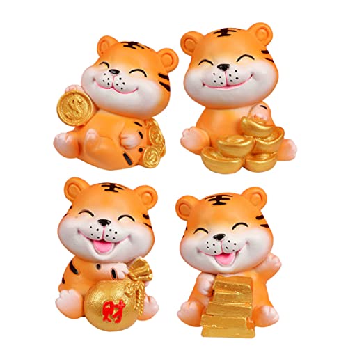 ABOOFAN 8 STK kleine Tigerverzierung Desktop-Tiger-Verzierungen Cartoon-Tiger schöne Tigerskulptur für den einzug Cute Decor Kindergeschenk Tiger-Jahr-Schmuck Harz Golden von ABOOFAN