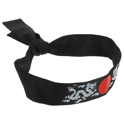 ABOOFAN Bushido Hachimaki Stirnband Japanisches Stirnband Sushi-Koch-Bandana Zum Anbinden Kostüm Kopfbedeckung Für Karate Sport Kochen Küchenzubehör (Drache) Schwarz von ABOOFAN