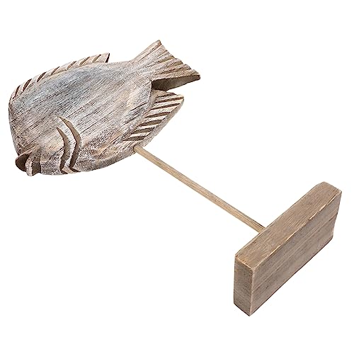 ABOOFAN Fischfigur Seefisch-tischskulptur Desktop-Fisch-Ornament Fischdekor Im Mediterranen Stil Nautischer Tischaufsatz Nautische Tischdekoration Desktop- Strandschmuck Holz von ABOOFAN