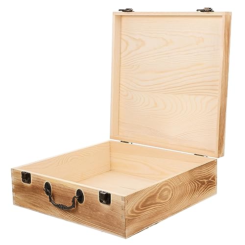 ABOOFAN Holzbehälter Kasten Einfache Diy-bastelbox Holzkiste Mit Deckel Schlichte Schmuckschatulle -halskette Erinnerungsbox Schmuck Organizer Geschenkbox Muschelschale Eisen Hölzern von ABOOFAN