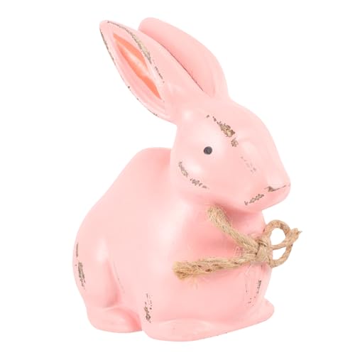 ABOOFAN Kaninchen-Verzierung Osterdekoration Festschmuck Cartoon-Hase Mini-Hasenfiguren osterhasen Easter Bunny Tischdekoration zum Thema Ostern Festival- -Requisite hölzern Rosa von ABOOFAN