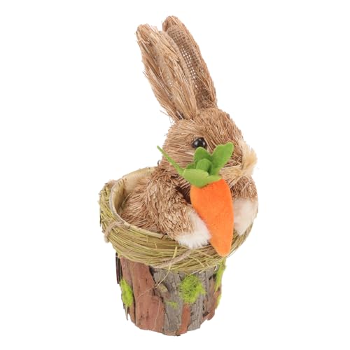 ABOOFAN Kaninchen-Verzierung Plüschtiere Osterhase Wurf Heu hasenfiguren Hasen dekoracje wielkanocne Kleiner Hase zieren geflochtene Kaninchenstatue Stroh von ABOOFAN