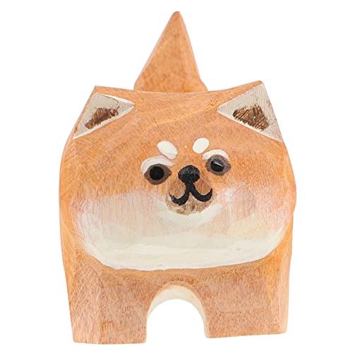 ABOOFAN schnitzereien aus Holz Cute Decor wohnaccessoires Niedliche Holzskulptur Holzfigur Kunsthandwerk Außendekorationen Minifiguren Hundestatuen und -figurinen süße Hundedeko Linde von ABOOFAN