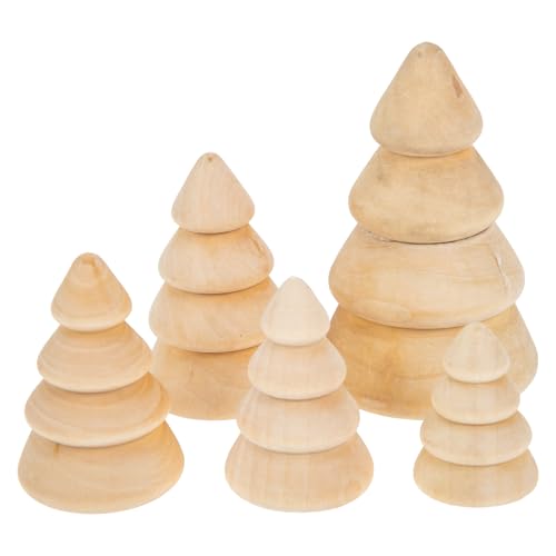 DIY Holzfiguren Bemalen Holzfiguren Holzkegel Figuren Figurenkegel Spielfiguren Weihnachtsbaum Form zum Basteln Spielzeug für Handwerk Handarbeit Weihnachten Dekoration 5 Stück bEIGE von ABOOFAN