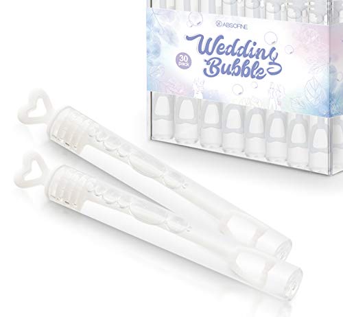 30er Seifenblasen befüllt Wedding Bubbles mit Herzgriff für perfekte Hochzeitsfotos Gastgeschenke Geburtstag Feier Hochzeit Spielzeug Farbe weiss Absofine von ABSOFINE