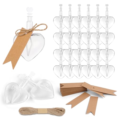 ABSOFINE Seifenblasen Hochzeit,24 Pack Herz Hochzeit Seifenblasen Weiß Gastgeschenke Hochzeit mit Anhänger, Mini seifenblasen Hochzeitsdekoration Herz Ideen von ABSOFINE