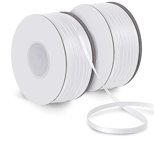 ABSOFINE Satinband 3mm 150M Geschenkband Weiss Doppelsatinband 3mm Schleifenband Geschenkband für Hochzeit Dekoband Handwerk Weihnachten Geschenkverpackung von ABSOFINE