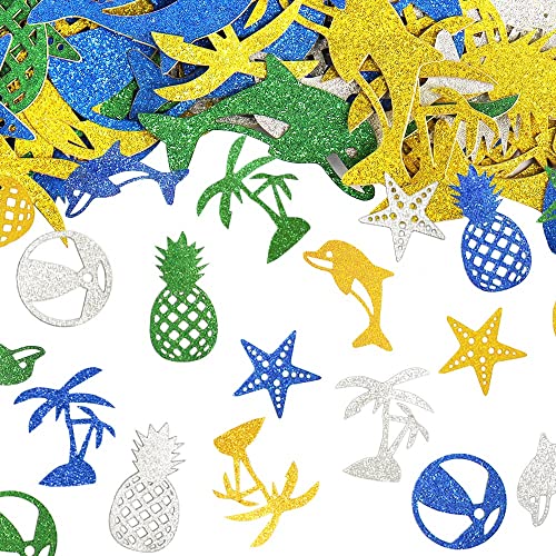 200 Stück Sommerkonfetti, hawaiianisches tropisches Glitzer-Konfetti Strandparty Tischdekoration Hawaii Luau Party Konfetti Ananas Kokosbaum Streusel für Sommer Pool Strand Party Geburtstag Babyparty Dekor von ABTOLS