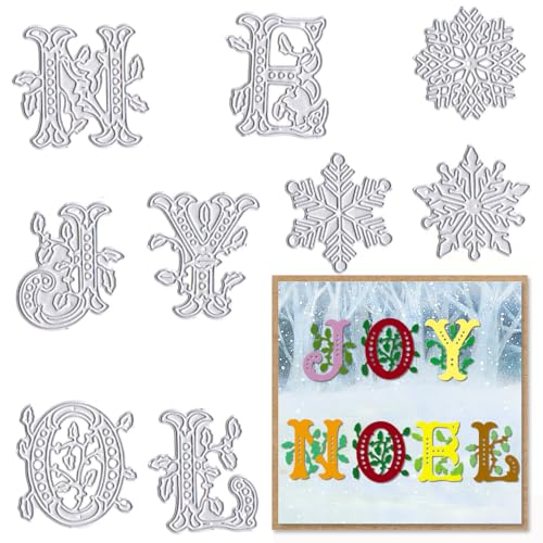 ABTOLS Metall Weihnachten Schneeflocke Stanzschablonen, Weihnachtswörter Stanzformen Weihnachten Stanzformen Prägeschablonen Vorlage Form für Karten Scrapbooking und DIY Handwerk Album Papier Karte von ABTOLS