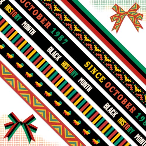 ABTOLS Ripsbänder für Kwanzaa Home Party Favors Decor 7 Rollen 21 Yard Schwarz Geschichte Monat 0,95 cm Freedom Day Grün Rot Gelb Schwarz Streifen Ripsbänder Patriotische Juneteenth Verpackung von ABTOLS