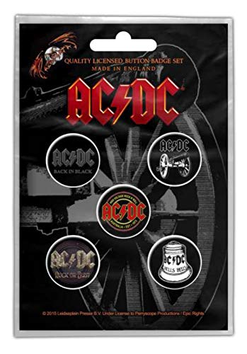 AC/DC Schwarz Kunststoff Nähknopf, 5 Stück von AC/DC