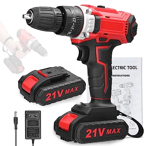 ACAGALA Household Multifuctional 21V Electric Drill Brush Motor 2 Speeds Control Stepless Speed Regulation Rotation Ways Adjustment 25 Gears of Torques Adjustable Lithium Drill von ACAGALA