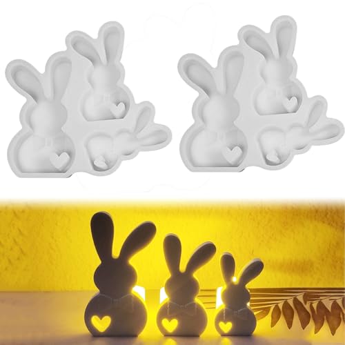 2 Stück Ostern Silikonform Silikonformen Gießformen Osterhase Silikon Gießform DIY Ostern Hase Silikonform für Anhänger Gießen Basteln Osterdeko, Handwerk (C) von ACAREY