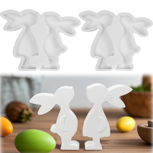 2 Stück Ostern Silikonform Silikonformen Gießformen Osterhase Silikon Gießform DIY Ostern Hase Silikonform für Anhänger Gießen Basteln Osterdeko, Handwerk (D) von ACAREY