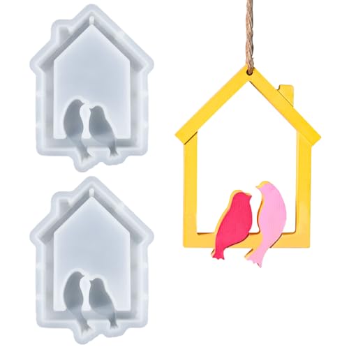 2 Stück Silikonformen Birdie, Silikonformen Gießformen, Silikonform Weihnachten, Anhänger Birdie Innendekoration,Gipsformen Zum Gießen für DIY Kerze Seife Schmuck Handwerk Heimdekoration (2 Stück) von ACAREY