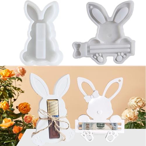 2 Stück Silikonformen Gießformen Ostern, Osterhase Gießformen Silikon Pralinenschachtel, Silikonform Ostern Geldgeschenk, Giessformen Silikon Frühling Deko für DIY Seife Kerzen Ostergeschenke (B) von ACAREY