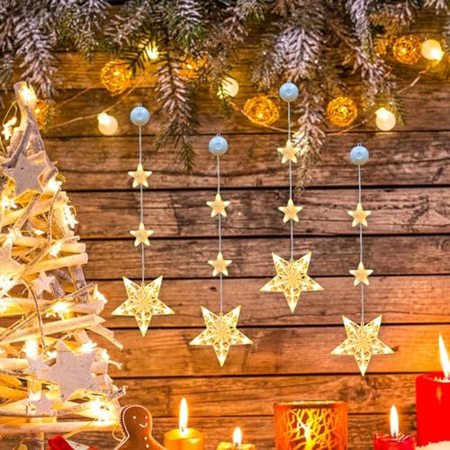 ACAREY 5 Stück Weihnachtsdeko LED Fenster Lichterkette Mit Saugnäpfe, Weihnachts Lichterkette Fenster Innen, LED Herz| Mond| Stern| Ostereier Lichterkette Fenster Licht Für Weihnachtsdeko Inne Deko von ACAREY