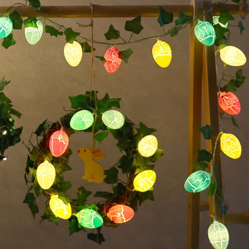 ACAREY Lichterkette Ostern, Ostern Eier Lichterkette Efeu Künstlich Lichterkette, Oster Lichterkette Lichtervorhang Innen, Bunt Osterdeko Lichterkette Außen Innen Für Hochzeit Oster Deko (3M 20LED) von ACAREY