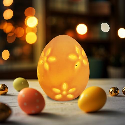 ACAREY Ostern Dekorative Lichter,LED Osterei,Ostern Deko Keramik Ornamente,Lumineszenz Hohl Eierdekoration Ostern,für Wohnzimmer Schlafzimmer Hochzeiten Partys Terrasse Veranstaltungen (02) von ACAREY