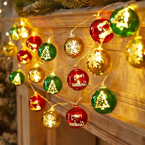 ACAREY Weihnachtsdeko Lichterkette, LED Weihnachtskugeln Lichterkette Innen, Weihnachten Christbaumkugeln Lichterkette Für Weihnachten, Christbaumschmuck, Party, Weihnachtsdeko Fenster von ACAREY