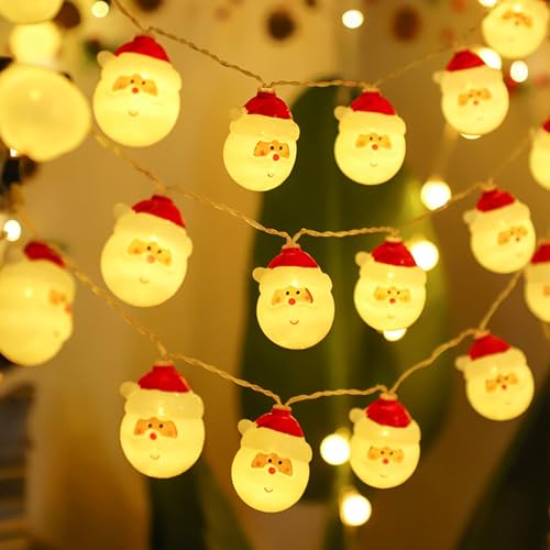 ACAREY Weihnachtsdeko Lichterkette, Schneemann Weihnachtskugeln Lichter mit 10 LEDs, Christbaumkugeln Lichterkette für Christbaumschmuck, Weihnachtsfeier, Weihnachtsdeko Fenster (Weihnachtsmann A) von ACAREY