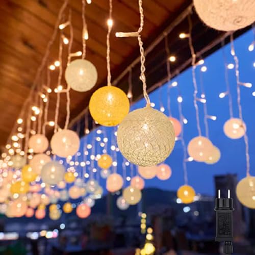 LED Lichterkette 3M Lichtervorhang Innen 96 LED kugeln Lichterketten Vorhang Dimmbar, 8 Modi Wasserdicht Led Vorhang für Zimmer Party Hochzeit Terrasse Frühlings Ostern Deko (A) von ACAREY