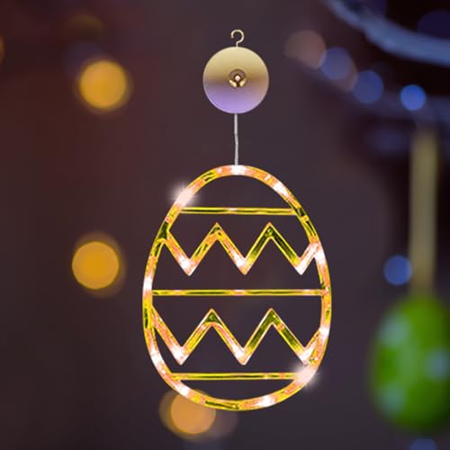 Osterdeko LED Fenster Licht Ostern Deko Lichterkette Ostereier zum Aufhängen Lichterkette, LED Lichterkette Fenster Beleuchtung Batteriebetrie mit Saugnäpfe, Osterdeko Für Draußen & Innen (Warm) von ACAREY