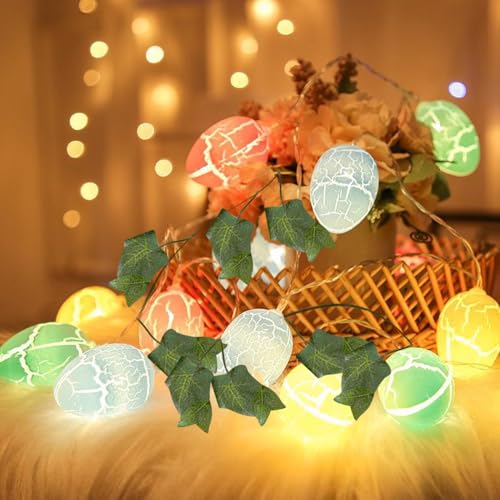 Osterdeko Lichterkette, Ostern Eier Lichterkette Efeu Künstlich Lichterkette, LED Lichterkette Lichtervorhang Innen, Bunt Osterdeko Lichterkette Außen Innen Für Hochzeit Oster Deko (10LED 1.5M) von ACAREY