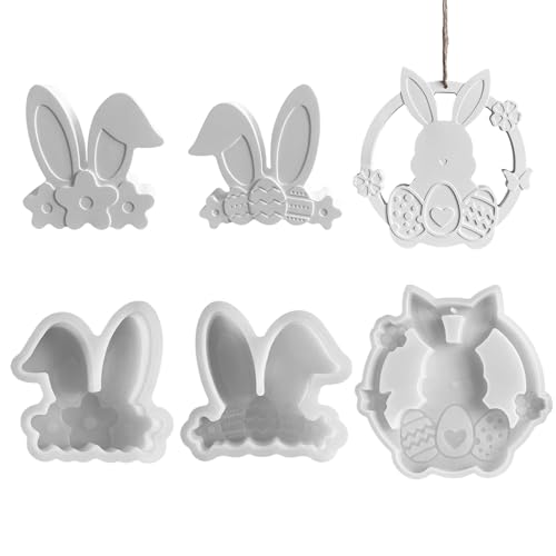 Silikonform Ostern, Ostern Kaninchen Silikonformen Gießformen, 3D Kaninchen Gießform Ostern, Osterhase Silikonform for Gips, Sojawachs Kerzen, Ostergeschenke (C) von ACAREY