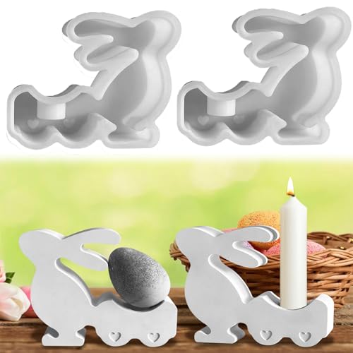 Silikonformen Gießformen Osterhase Giessform Silikon Kerzenhalter Ostern Silikonform Ostereier Kerzenhalter Silikonform Gießform Hase 3D Silikonform Kerzenständer (2 Stück) von ACAREY