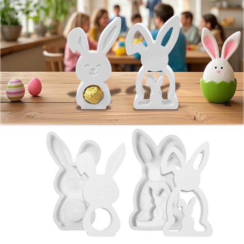 Silikonformen Gießformen Ostern Deko Hase, 2 Stück Gießformen Silikon Frühlingsdeko, Silikonform Frühling Gießform Hase, Giessform Osterdeko Zum Gießen für Giessformen Handwerk (A) von ACAREY