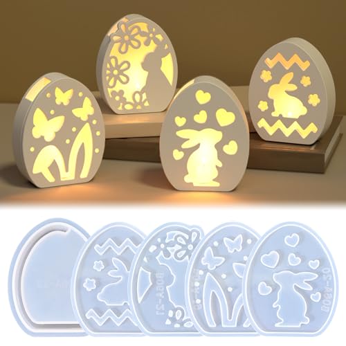 Silikonformen Gießformen Ostern Osterei, Silikonform Ostern Frühling Deko, DIY Gießform Ostern Osterhase, 3D Gießform Osterei, Gießformen Silikon Ostern für Osterdekoration (A) von ACAREY