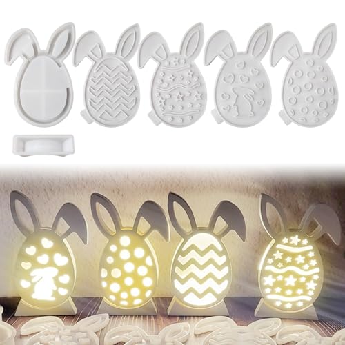 Silikonformen Gießformen Ostern Osterei, Silikonform Ostern Frühling Deko, DIY Gießform Ostern Osterhase, 3D Gießform Osterei, Gießformen Silikon Ostern für Osterdekoration (B) von ACAREY